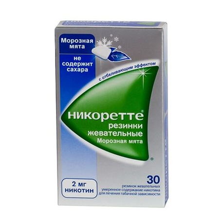 Никоретте 2мг жеват. резинка со вкусом морозной мяты №30