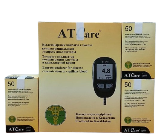 АКЦИЯ!!! Тест-полоски к глюкометру АТ Care №50- 3шт + Глюкометр АТ Care 1шт