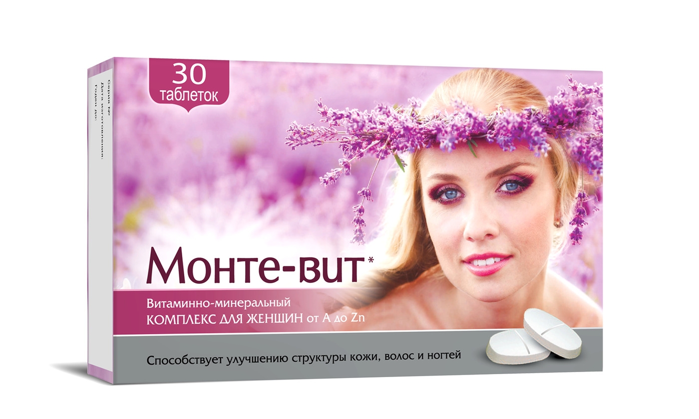 Монте-Вит 1250мг тб Комплекс А-Zn для женщин №30