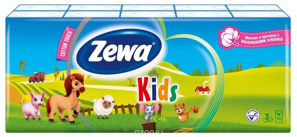 Платочки бумаж. ZEWA KIDS №10