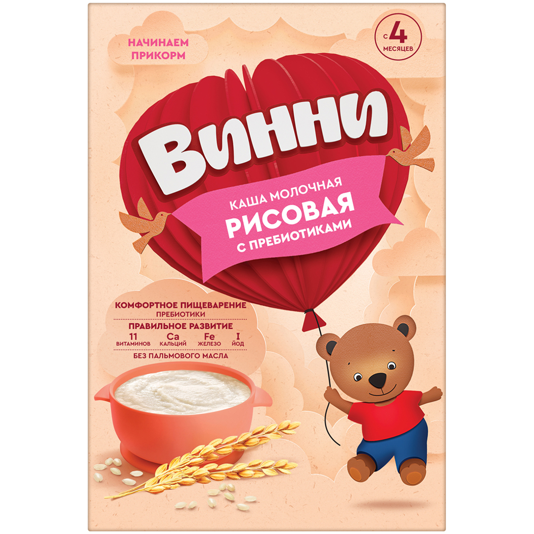 Винни каша молочная рисовая с пребиотиками 200г