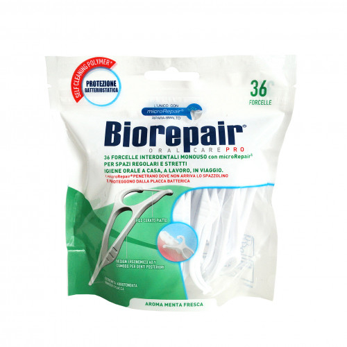 Биорепейр (Biorepair Forcelle Interdentale Monouso) Межзубные нити одноразовые  с держателем №36
