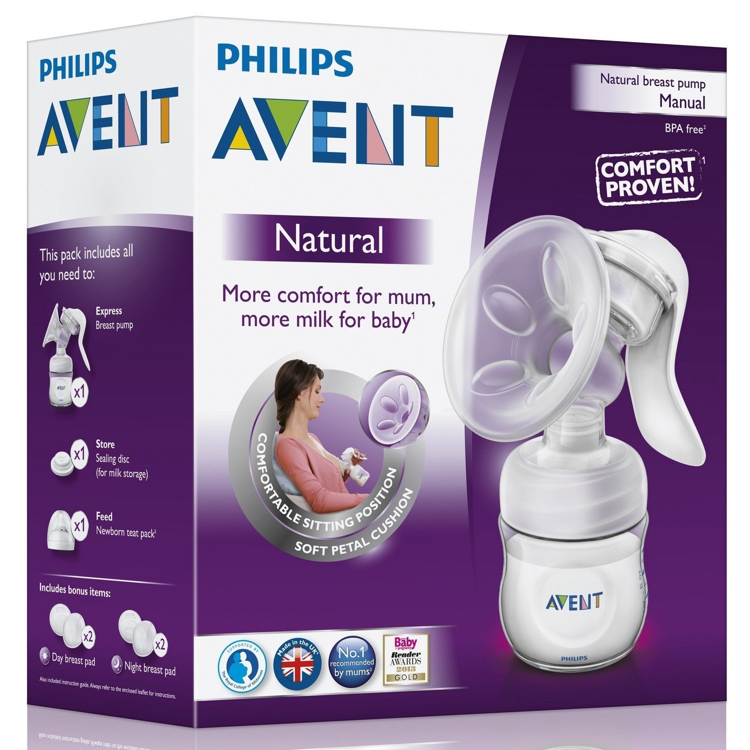Молокоотсос Avent ручной PP с бутылочкой 125мл SCF330-20