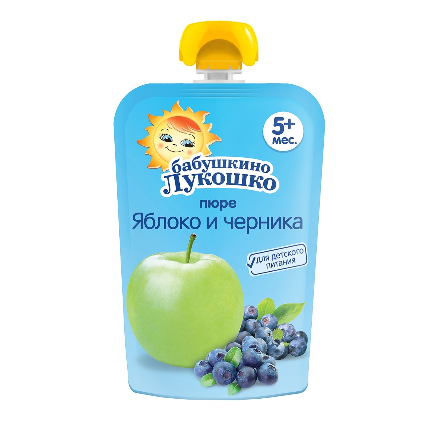 Пюре Бабушкино Лукошко - яблоко, черника 90г