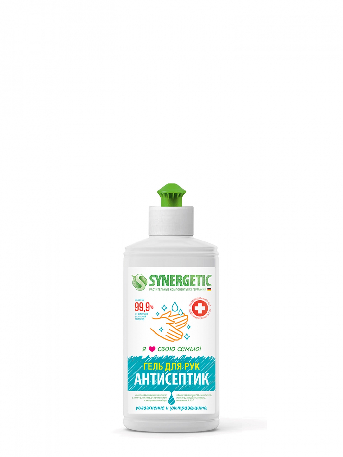 Synergetic Средство для рук антибактериальное Увлажнение и защита 99.9% гель 250мл