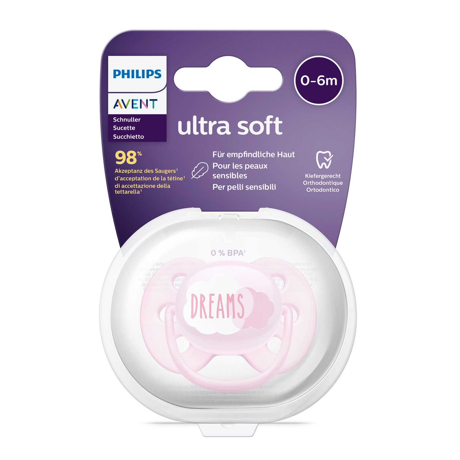 АВЕНТ пустышка силикон ортодонт. Ultra Soft щиток-нагубн. кольцо-держ.футляр 0-6 мес. №1 (SCF527/01)