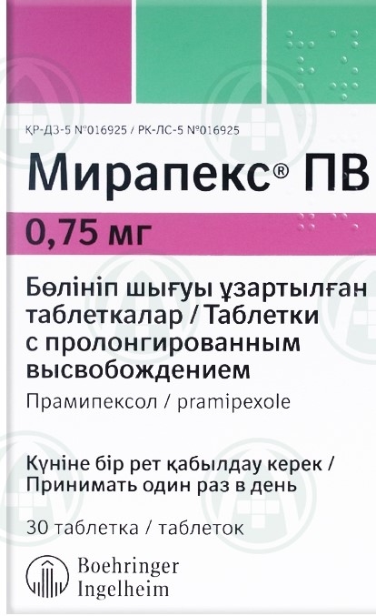 Мирапекс ПВ 0,75мг тб №30