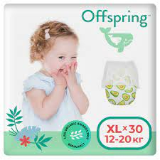 Трусики-Подгузники Offspring  ХL  12-20кг расцветка Авокадо №1 (30) 8940