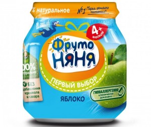 Пюре Фрутоняня яблочное натуральное 100г