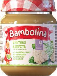 Пюре BAMBOLINA из Цветной капусты д/детей раннего возраста гомогенизированное 100г