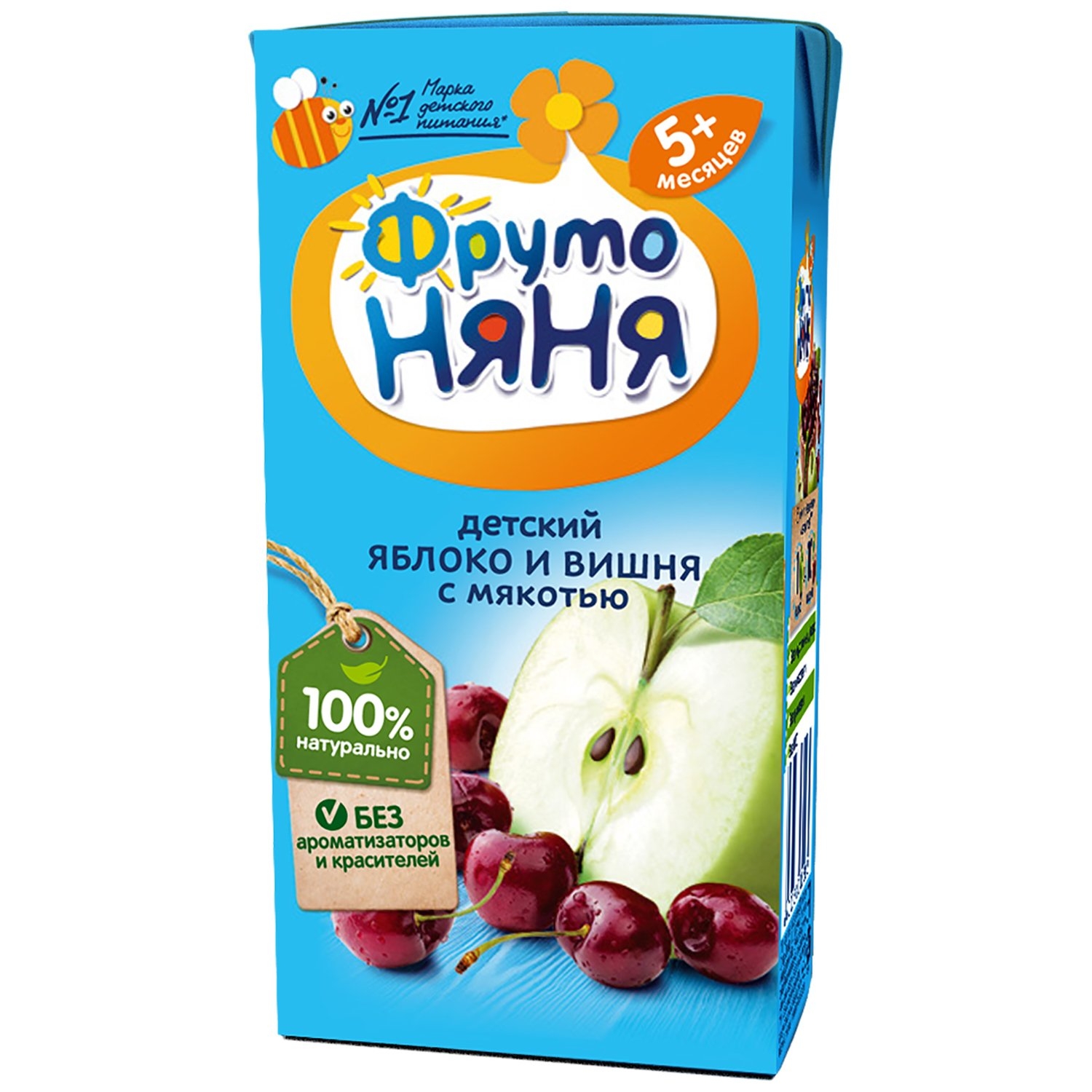 Нектар Фрутоняня яблочно-вишневый с мякотью и сахаром 200мл
