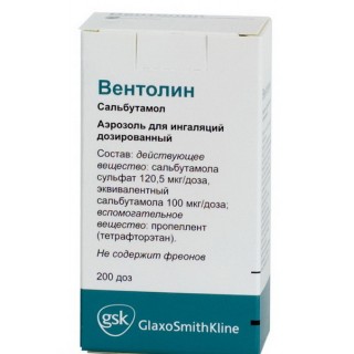 Вентолин 100мкг аэрозоль 200доз