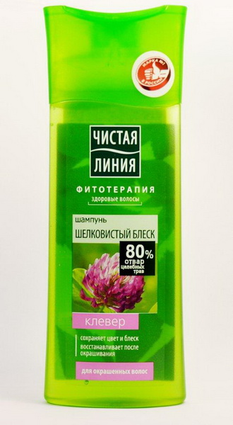 Шампунь Чистая линия Шелк. блеск Клевер, на отв. цел. трав, д/окр.в.250мл