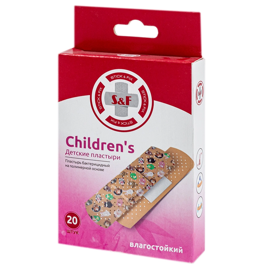Лейкопластырь S&F Children(Детский) бактерицидный полимерная основа 19*72 №20