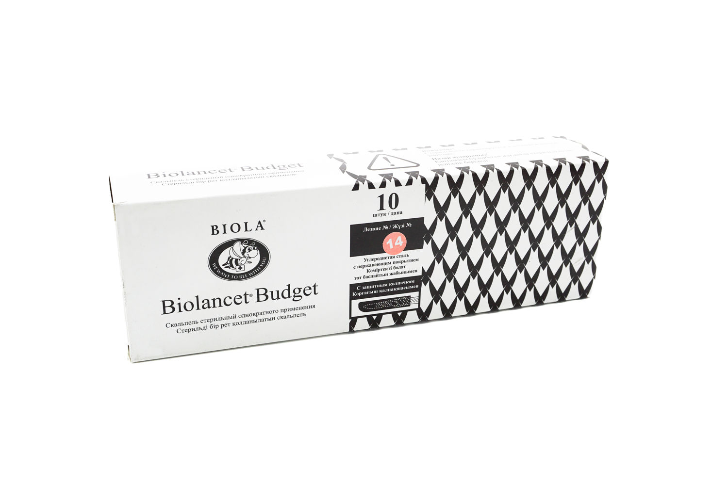 Скальпель №24 Biolancet Budget из углерод.стали однор.стер. с защит. колп.