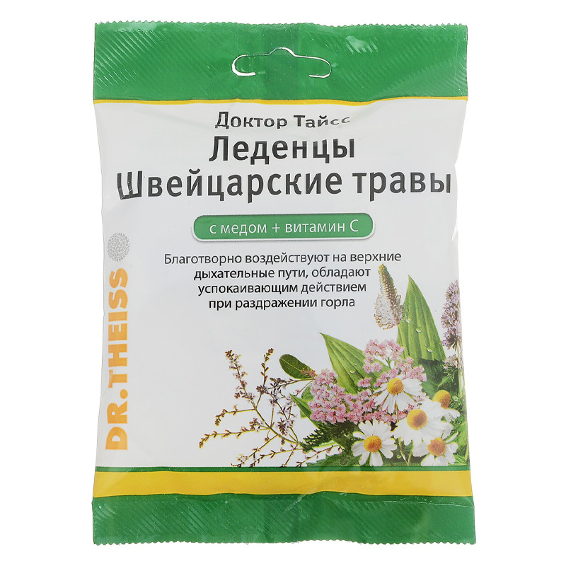 Леденцы от кашля Швейцарские травы с медом и вит. С 75г др.Тайсс