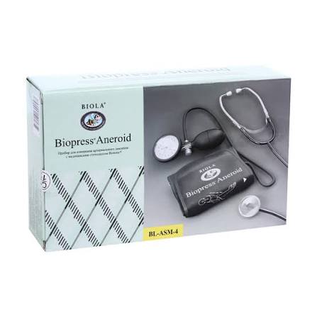 Тонометр Beemon Aneroid 50х15см, черный со стетоскопом Biorodax BL-ASM-4